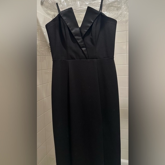 Betsy & Adam Black Strapless Tuxedo Dress Formal Black Tie Event - Picture 4 of 13